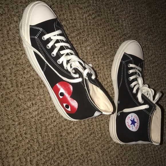 black cdg converse high top